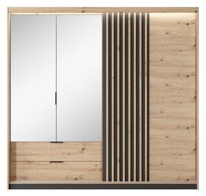 Šatníková skriňa JANY 220cm, umelecký dub + antracit