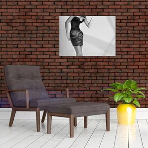 Sklenený obraz - Žena v krátkych šatách (70x50 cm)