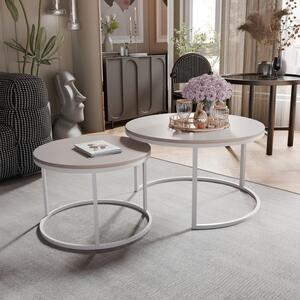 Okrúhly konferenčný stolík CIRA 2v1 kašmír + biely podstavec Rozmer stolíka: 80 cm / 60 cm