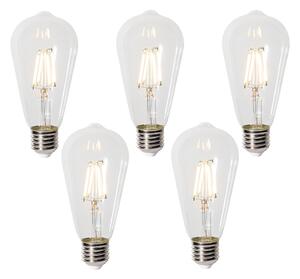 Sada 5 stmievateľných LED žiaroviek E27 ST64 číra 5W 600 lm 2700K