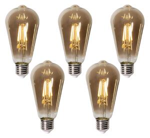 Sada 5 stmievateľných LED žiaroviek E27 ST64 dymové sklo 5W 450 lm 2700K