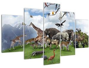 Obraz - Zvieratká na ostrove (150x105 cm)
