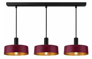 Luster na lanku HAKI 3xE27/60W/230V vínová/čierna