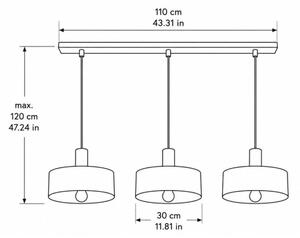 Luster na lanku HAKI 3xE27/60W/230V vínová/čierna