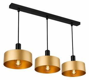 Závesný luster na lanku HAKI 3xE27/60W/230V zlatý/čierny