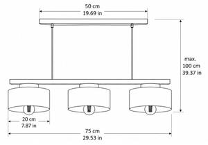 Luster na lanku IGNIA 3xE27/60W/230V vínová/zlatá