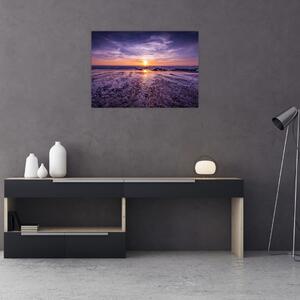 Sklenený obraz pláže - západ slnka (70x50 cm)