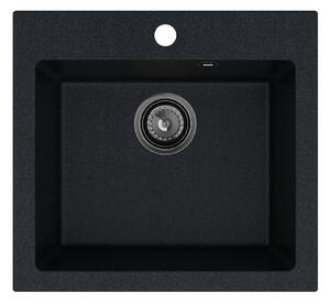 Sink Quality Ferrum 50, kuchynský granitový drez 490x450x195 mm + čierny sifón, brocade, SKQ-FER.B.1K50.XB