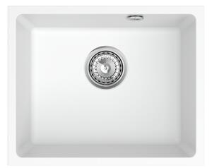 Sink Quality Crypton 55, kuchynský granitový drez 460x375x205 mm + chrómový sifón, biela, SKQ-CRY.W.1KBO.55.X