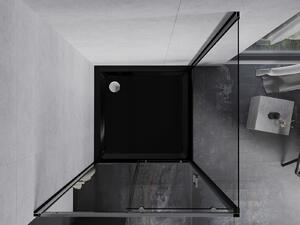 MEXEN - Apia sprchovací kút, posuvné dvere, 90 x 90 cm, transparentný, chróm + vanička Flat, čierna - 840-090-090-01-00-4070