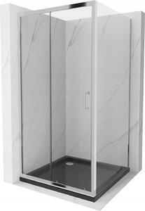 MEXEN - Apia sprchovací kút, posuvné dvere, 90 x 90 cm, transparentný, chróm + vanička Flat, čierna - 840-090-090-01-00-4070