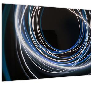 Sklenený obraz modrých liniek (70x50 cm)