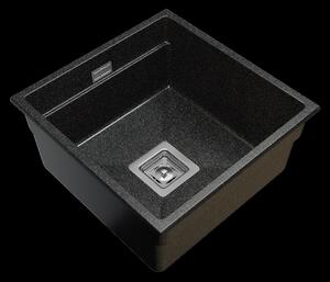 Gamma Decor 4445, 1-komorový granitový drez 440x450x215 mm, čierna so zlatými bodmi, GMA-ZLE000127