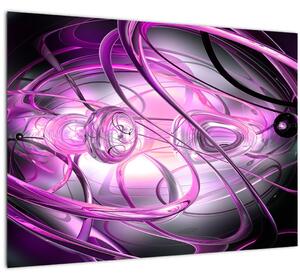 Sklenený obraz krásnej fialovej abstrakcie (70x50 cm)