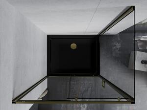 MEXEN - Apia sprchovací kút, posuvné dvere, 120 x 80 cm, transparentná, zlatá + vanička Flat, čierna - 840-120-080-50-00-4070G