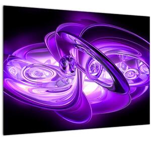 Sklenený obraz fialových fraktálov (70x50 cm)
