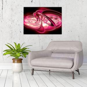 Sklenený obraz ružových fraktálov (70x50 cm)