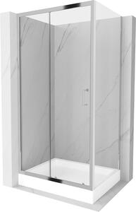 Mexen APIA, sprchový kút s posuvnými dverami 120 (dvere) x 90 (stena) cm, 5mm číre sklo, chrómový profil + biela sprchová vanička RIO, 840-120-090-01-00-4510
