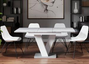 Rozkladací jedálenský stôl MAEL - biely / kameň