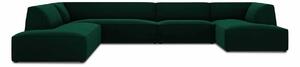 Zelená Sedemmiestna zamatová pohovka Ruby Panoramic 366 × 273 × 69 cm MICADONI HOME
