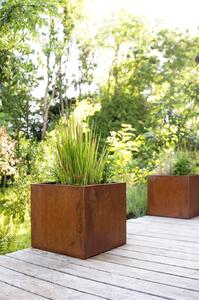 Kvetináč BLOCK, corten, 50x50x50 cm, hnedý