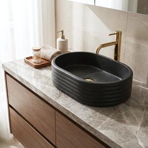Rea Nicoletta, umývadlo na dosku 500x360x140 mm, imitácia kameňa-čierna, REA-U7345