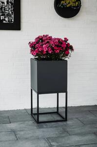 Kvetináč BLOCK UP, sklolaminát, výška 80 cm, antracit/čierna