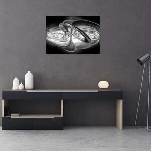 Sklenený obraz modernej sivej abstrakcie (70x50 cm)
