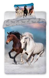 Bavlnené posteľné prádlo 160x200+1p70x80 Kone Gallop