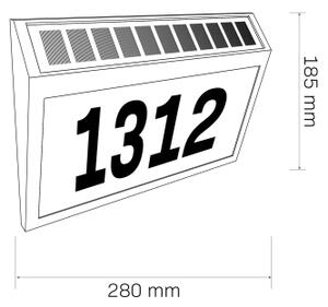 LED Solárne domové číslo NUMERO LED/3,7V 6000K 1200 mAh IP44 čierna