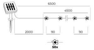 LED RGB solárny reťazec 50xLED/0,12W/1,2V 1xAA IP44 600 mAh
