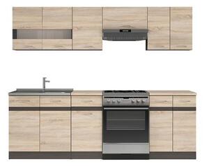NEJBY Kuchynská linka JAMISON 180/240 cm, korpus wenge/dvierka dub sonoma