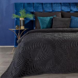 EUROFIRANY Zamatový prehoz, šitý niťou 170 cm x 210 cm čierna 100 % polyester