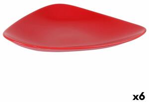 BigBuy Home Dezertný tanier Červená Keramický 24 x 18 x 3 cm (6 kusov)
