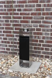 Odpadkový kôš s popolníkom BASURA, nerez, výška 73 cm, strieborný