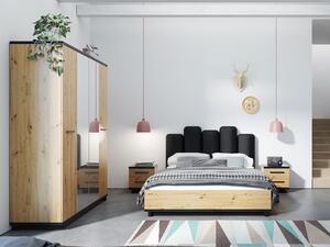 Nábytok do spálne s posteľou 160x200 DELAWARE 3 - dub artisan / matný čierny