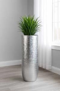 Exkluzívny kvetináč SOLERIO, sklolaminát, výška 80 cm, strieborný lesk