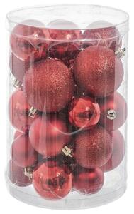BigBuy Christmas Vianočné gule Červená Plastické Trblietky 12,5 x 12,5 x 27 cm (27 kusov)