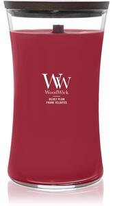 Woodwick Velvet Plum vonná sviečka s dreveným knotom 609 g