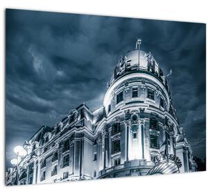 Sklenený obraz architektúry v tme (70x50 cm)