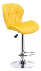 LuxuryForm DESIGN Barová stolička LIVIO VELUR na striebornom tanieri - žltá