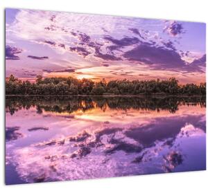 Sklenený obraz fialového neba (70x50 cm)