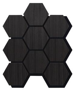 Akustický panel s dřevěnou dýhou - Hexagon - dekor dub čierny | 79,8×66 cm | ALFIstyle.cz