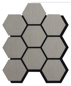 Akustický panel s dřevěnou dýhou - Hexagon - dekor dub šedý | 79,8×66 cm | ALFIstyle.cz