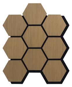 Akustický panel s dřevěnou dýhou - Hexagon - dekor dub hnedy | 79,8×66 cm | ALFIstyle.cz