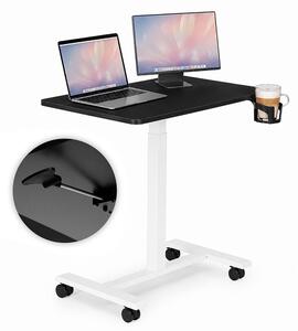 Prenosný písací stôl 70x48 cm, podstavec pod notebook, nastaviteľná výška 71,5-112 cm, čierna pracovná doska, značka ModernHome