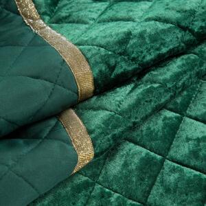 Dekorstudio Luxusný zamatový prehoz na posteľ KRISTIN v tmavo zelenej farbe