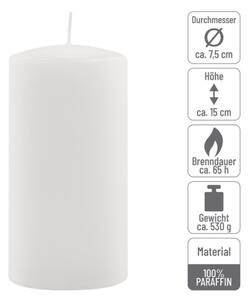 Biela parafínová sviečka 15 cm, 65 h horenia, 6 ks