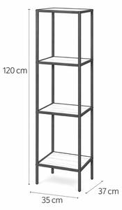 Kovový regál s policami v dekore dreva 120x37x35 cm
