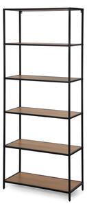 Kovový regál s policami v dekore dreva 77x185x35 cm